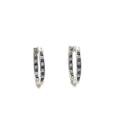 0.70 ct Natural Sapphire & Diamond Hoops