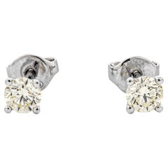 0.70 ct Natural White Diamond Stud Earrings, No Reserve Price