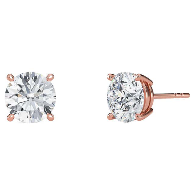 0.70 Carat Yellow Gold Russian Diamond Stud Studs Earrings For Sale at ...
