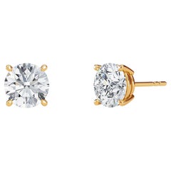 0,70 CT TW natürlicher Diamant 14k Gold Ohrstecker mit vier Zacken