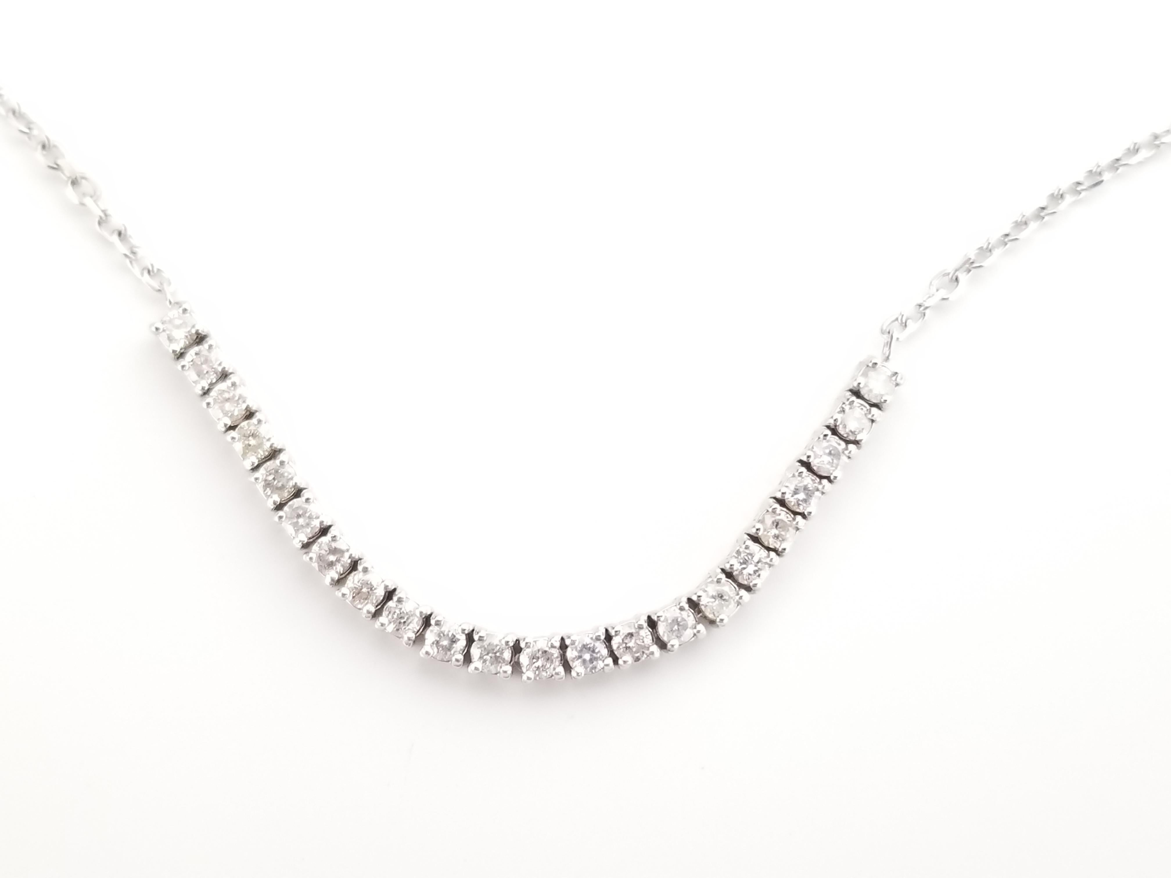 0.70 ctw Diamond Mini Tennis Necklace 14 Karat White Gold 18'' In New Condition For Sale In Great Neck, NY