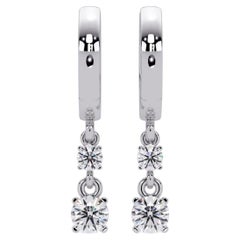 0.70 CTW Diamond Drop Huggie Earrings in 14K Gold, SI1+ 14MM Hoops