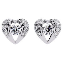 0.70 CTW Diamond Heart Stud Earrings in 14K Gold, SI+ Natural Diamonds