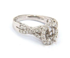 0.70 CTW Diamond Infinity Twisted Halo Semi Mount Ring in 18kt White Gold