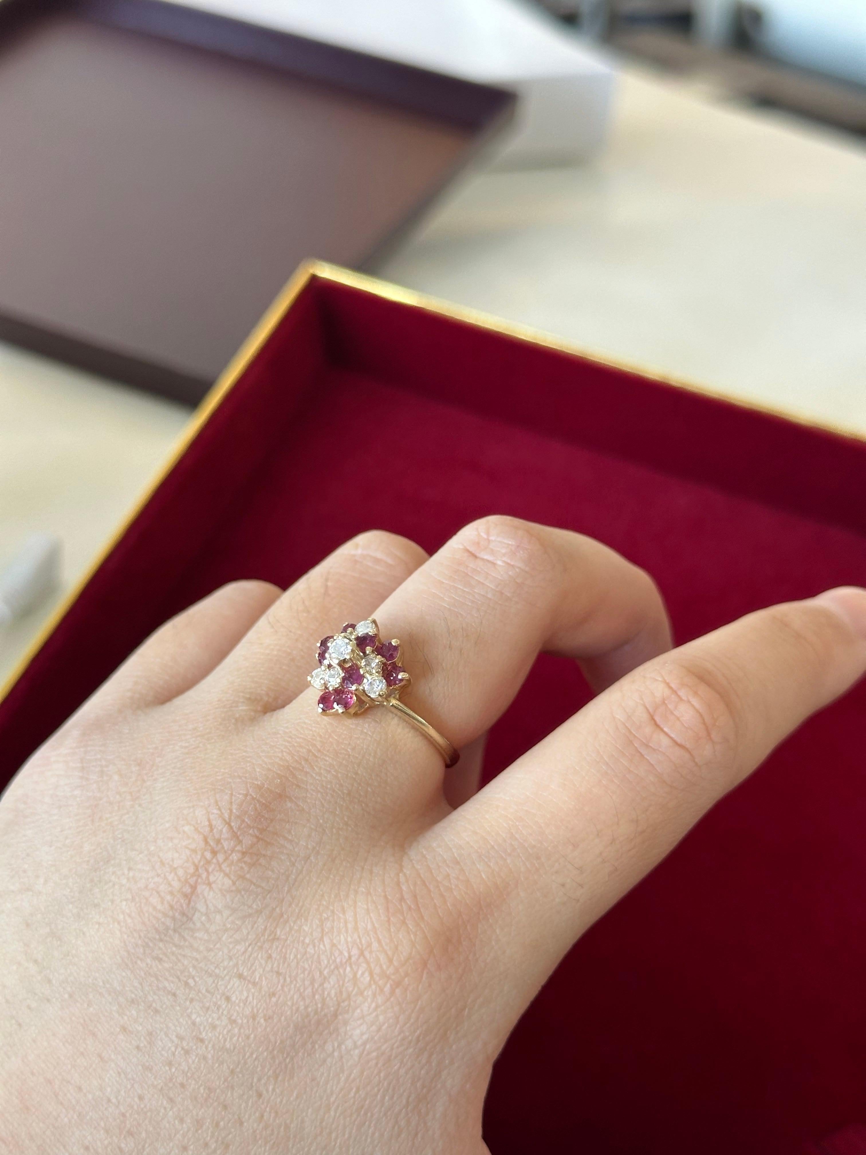 Artist 0.70 CTW Natural Diamonds and 0.90 CTW Ruby Cocktail Ring For Sale