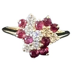 Vintage 0.70 CTW Natural Diamonds and 0.90 CTW Ruby Cocktail Ring