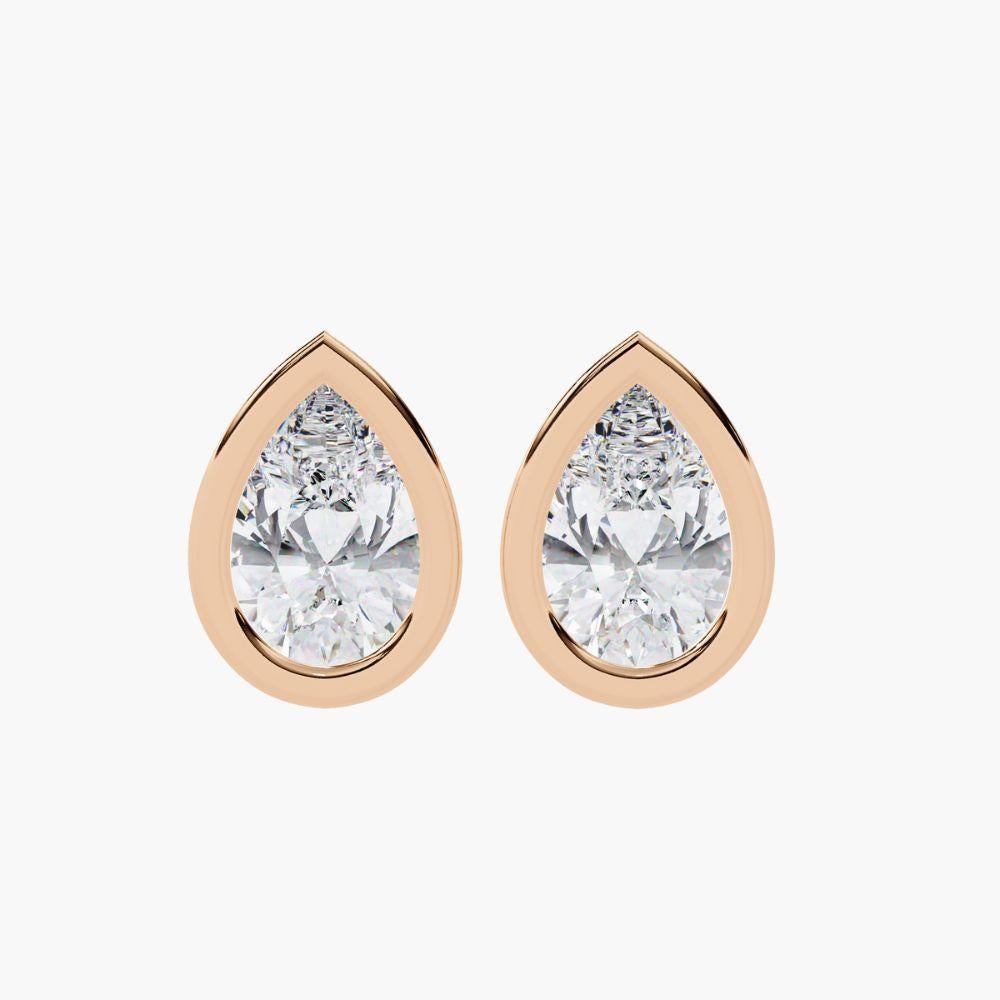 0.70 Ctw Pear-Shaped Diamond Stud Earrings 14K Gold For Sale 4