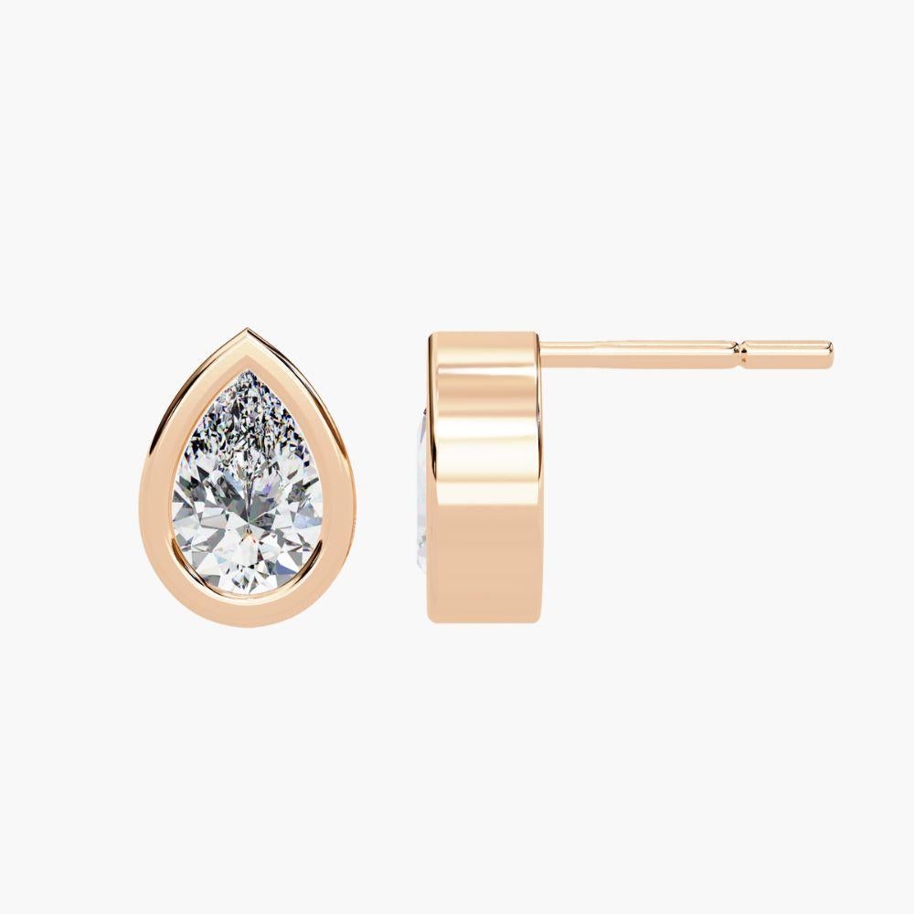 0.70 Ctw Pear-Shaped Diamond Stud Earrings 14K Gold For Sale 5