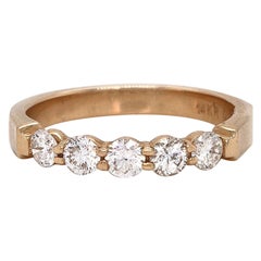 0.70 CTW Round Five Stone Diamond Wedding Band in 14K Yellow Gold