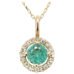 Ciondolo in oro giallo 14k con smeraldo e diamante da 0,70 tcw
