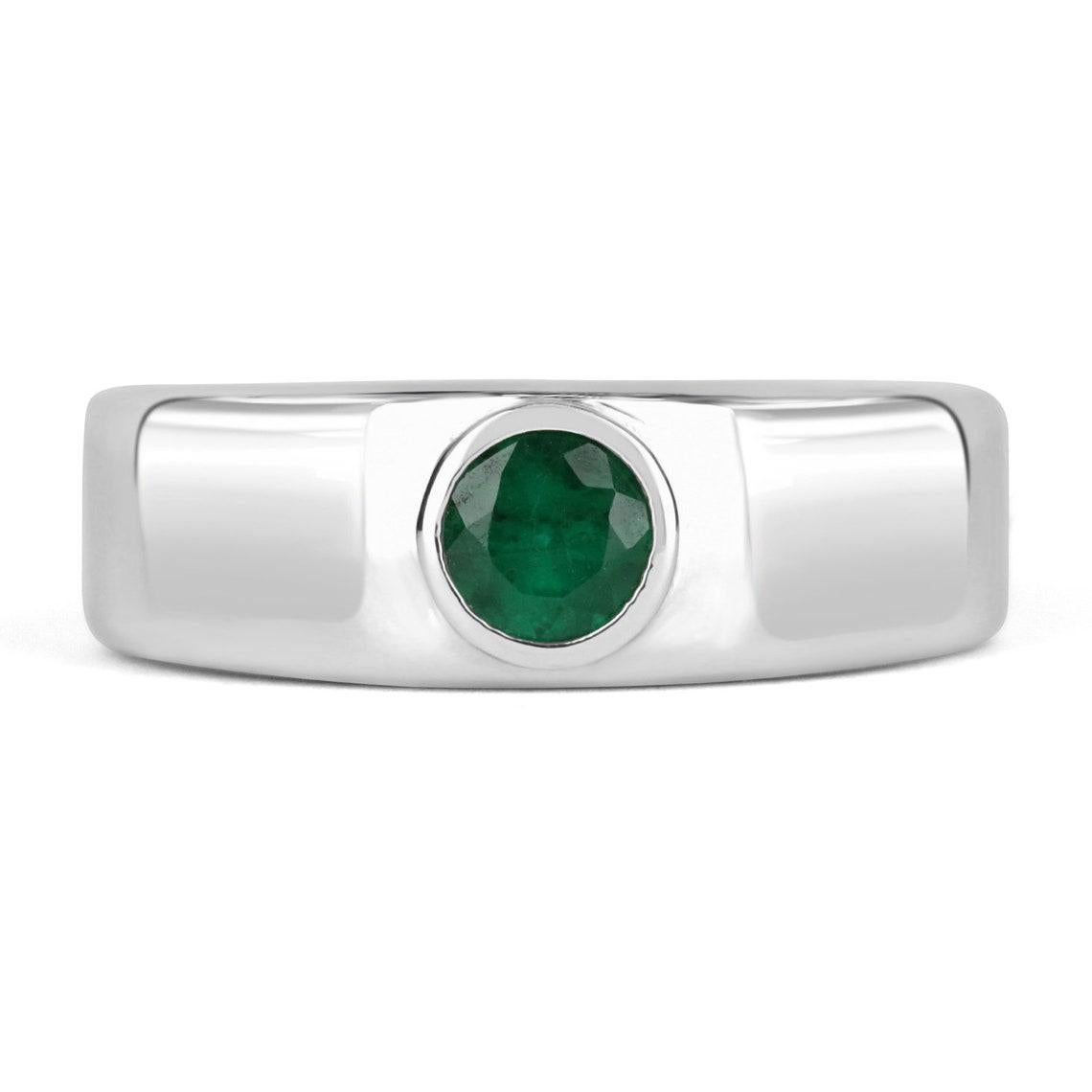 bezel set emerald ring