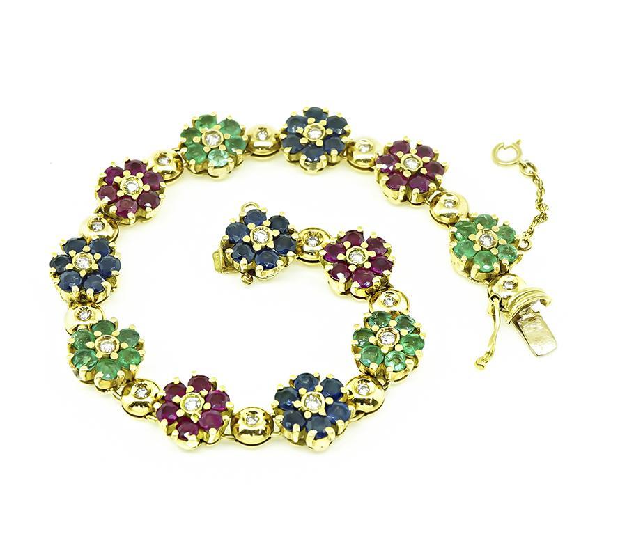 0,70 ct Diamante Multi Color Piedra Preciosa Pulsera de Oro Corte redondo en venta