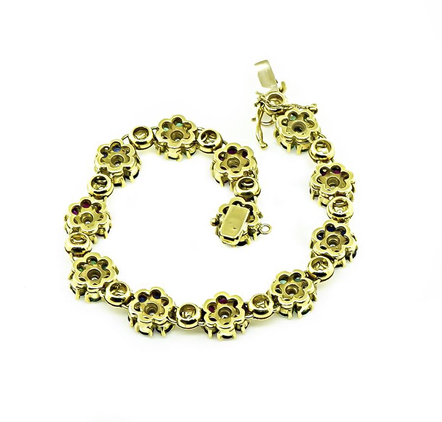 0,70 ct Diamante Multi Color Piedra Preciosa Pulsera de Oro en Bueno estado para la venta en New York, NY