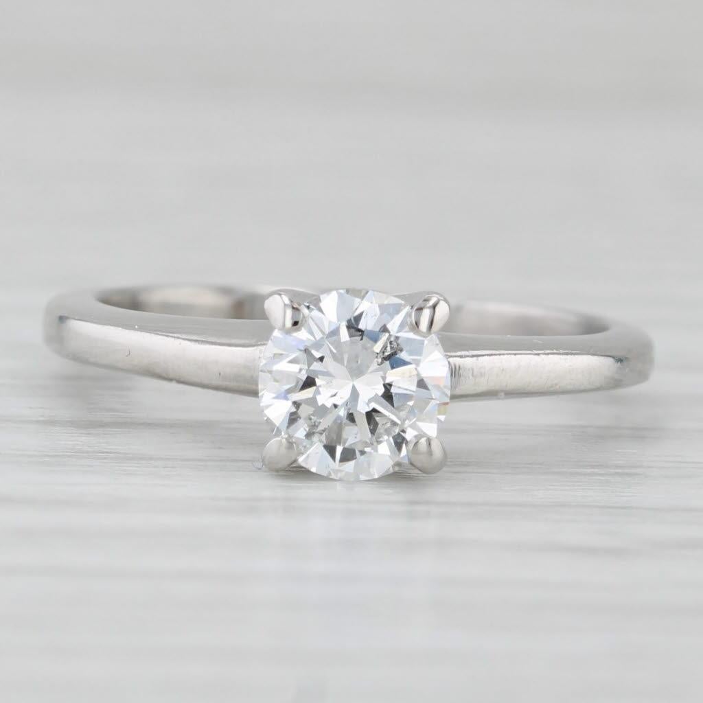 0.70ct Diamantring Platin Rund Solitär Verlobung Größe 6 im Zustand „Gut“ im Angebot in McLeansville, NC