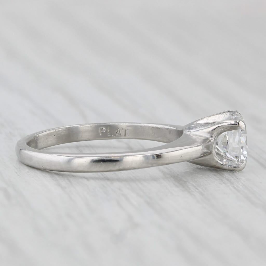 0.70ct Diamantring Platin Rund Solitär Verlobung Größe 6 im Angebot 1