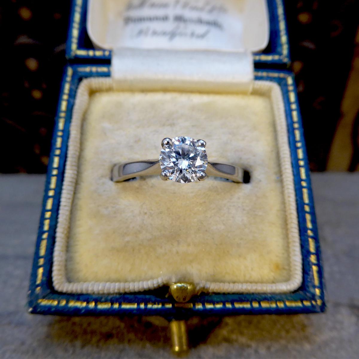 0.70 Carat Diamond Solitaire Engagement Ring Modelled in Platinum In Good Condition In Yorkshire, West Yorkshire