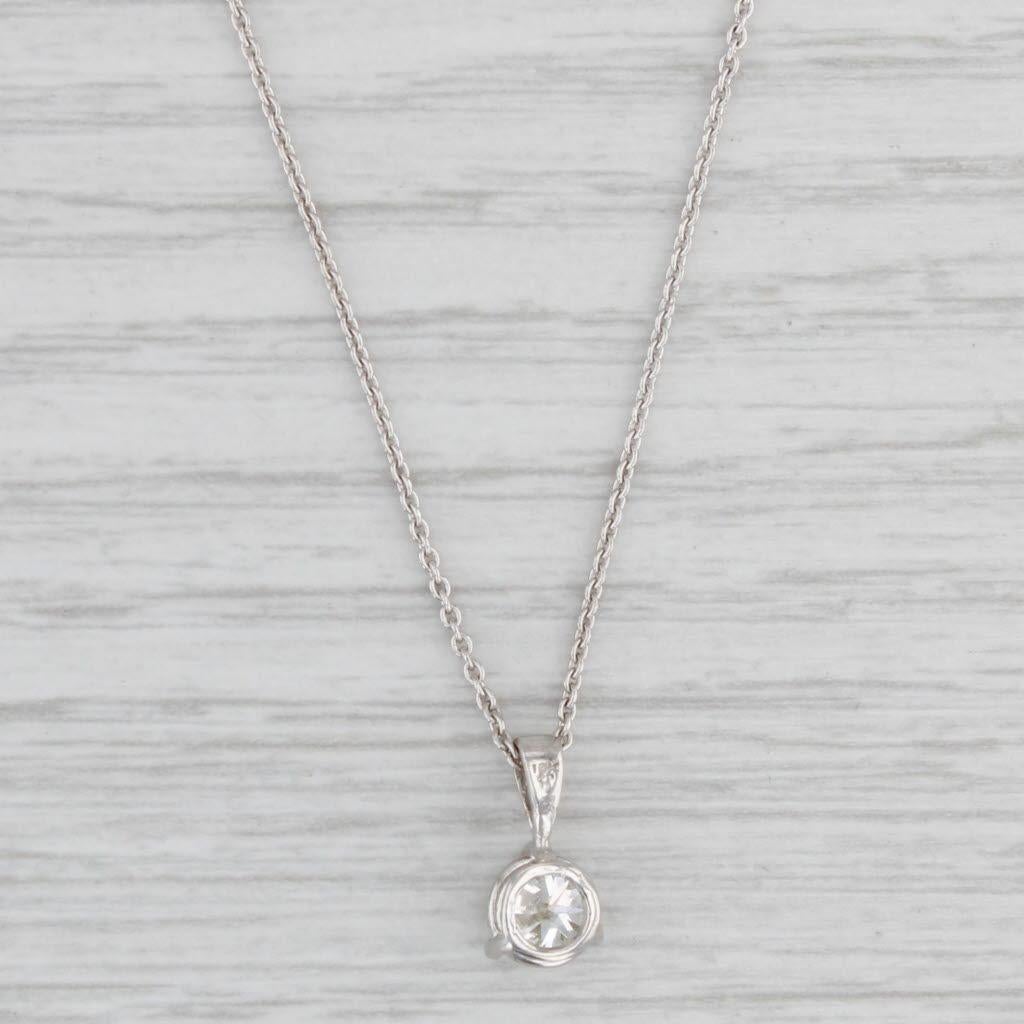 Round Cut 0.70ct Diamond Solitaire Pendant Necklace 18k White Gold 18