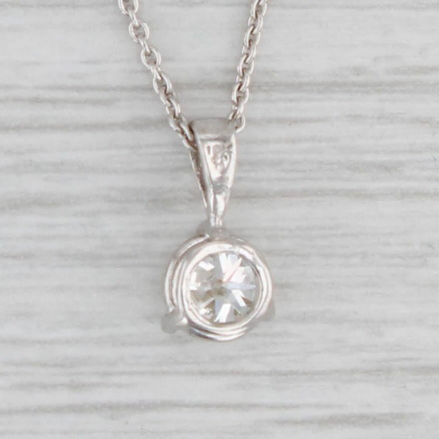 0.70ct Diamond Solitaire Pendant Necklace 18k White Gold 18