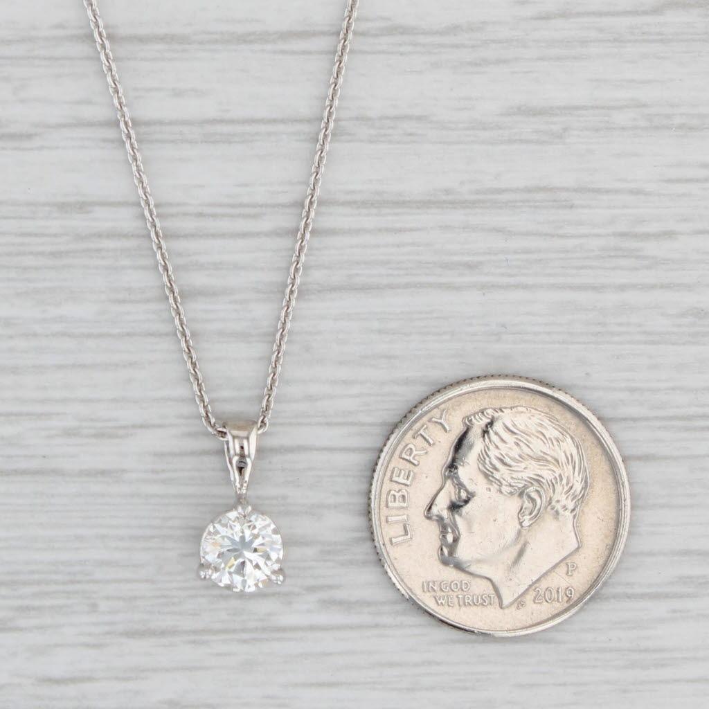 0.70ct Diamond Solitaire Pendant Necklace 18k White Gold 18