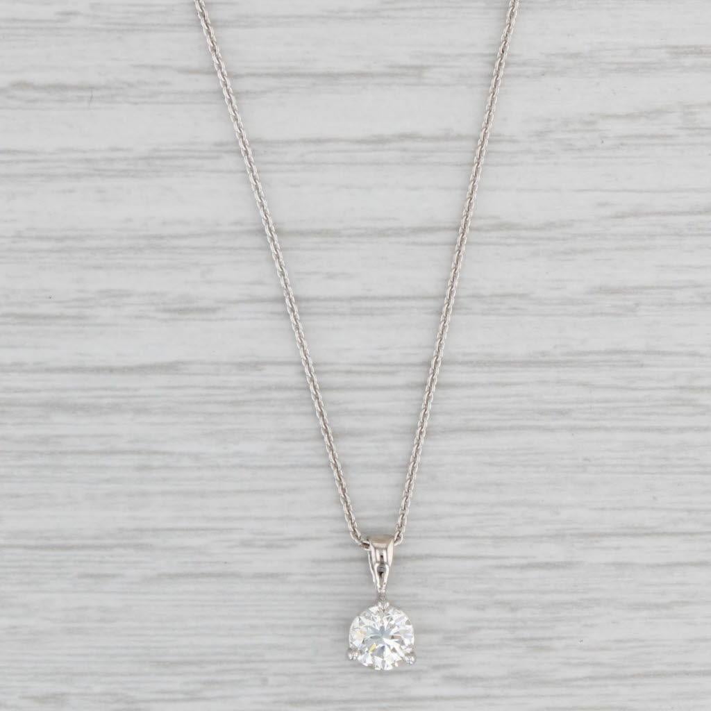 0.70ct Diamond Solitaire Pendant Necklace 18k White Gold 18