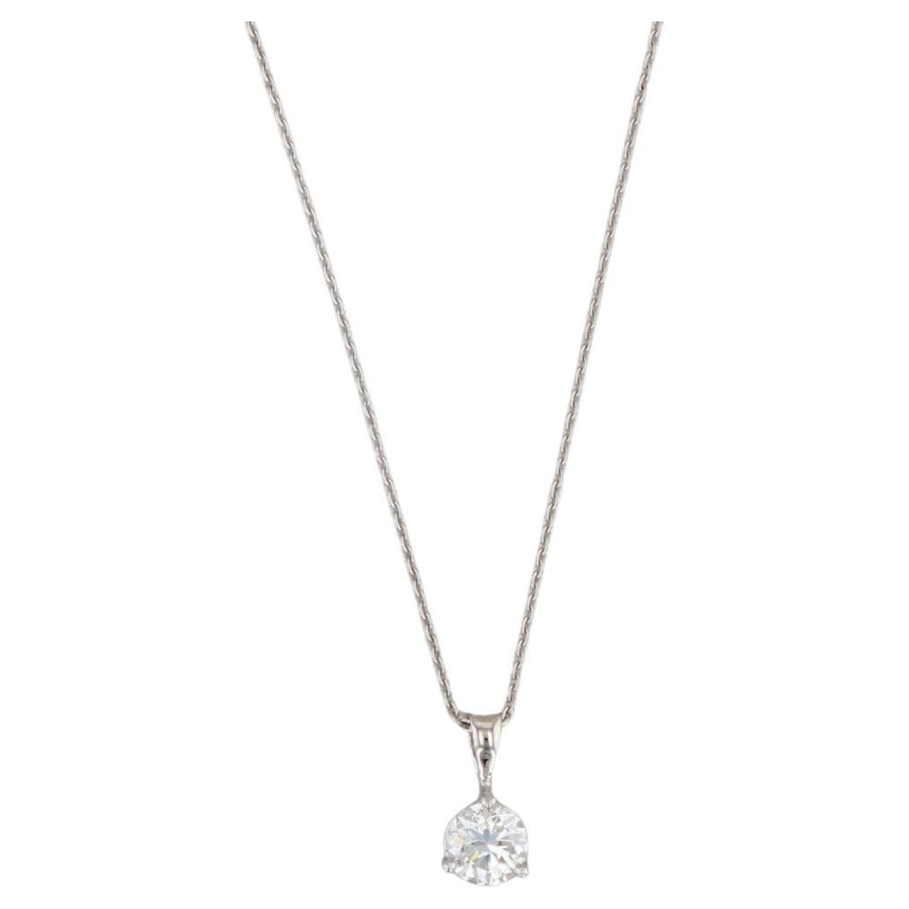 0.70ct Collar Colgante Solitario Diamante 18k Oro Blanco 18" Cadena Cable GIA VS2
