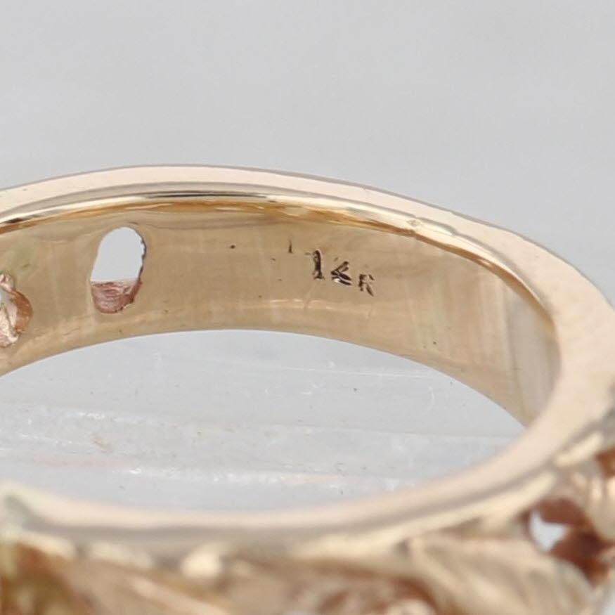 0.70ct Anillo Solitario Citrino Talla Esmeralda Oro Amarillo 14k Banda Floral Talla 3 en venta 3