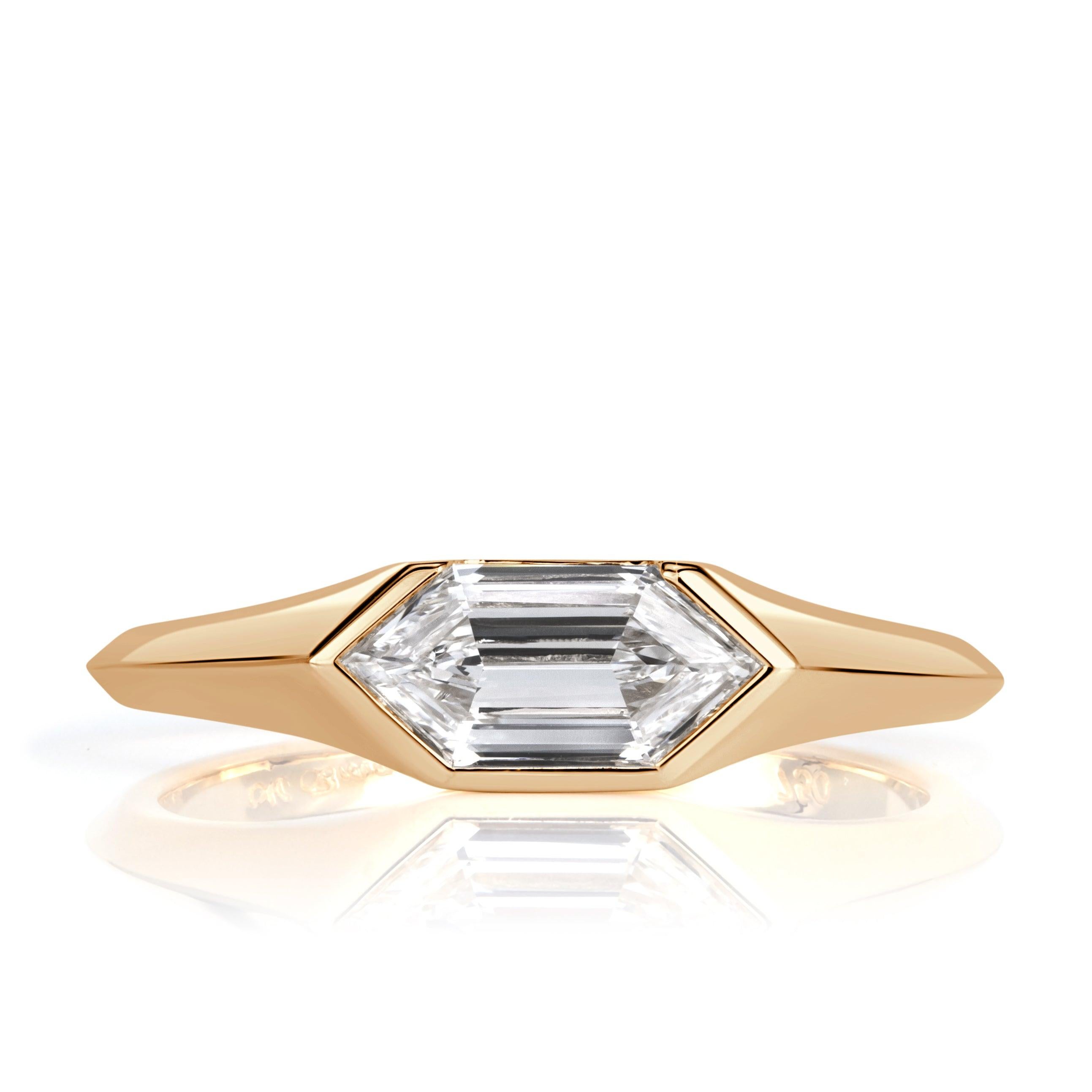 0.70ct Hexagon Cut Diamond Bezel Set Ring For Sale