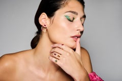 0.70Ct Indigolite and 0.78Ct Mint Tourmaline 18K Rose Gold Diamond Cocktail Ring