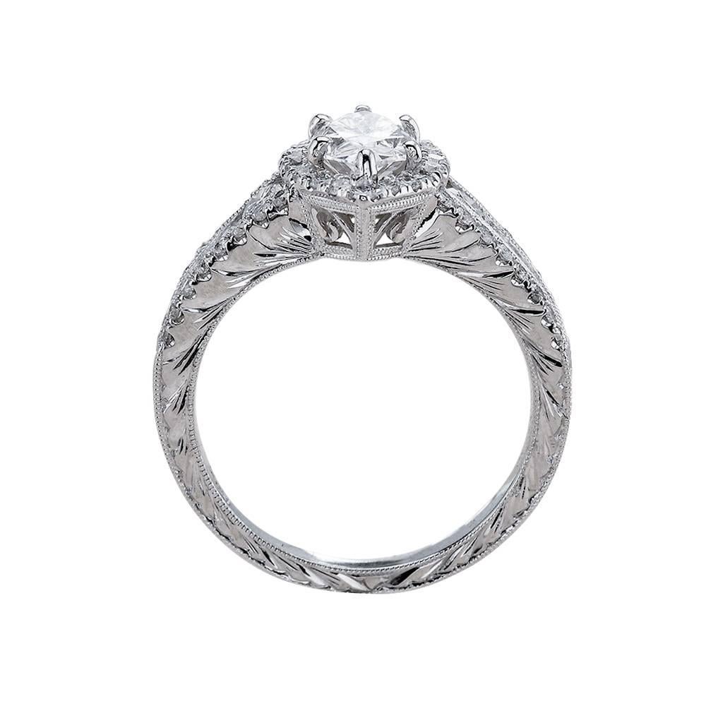Contemporary 0.70 Carat Marquise Cut Diamond Engagement Ring in 14 Karat White Gold For Sale