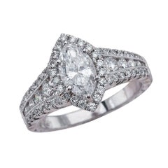 0.70 Carat Marquise Cut Diamond Engagement Ring in 14 Karat White Gold