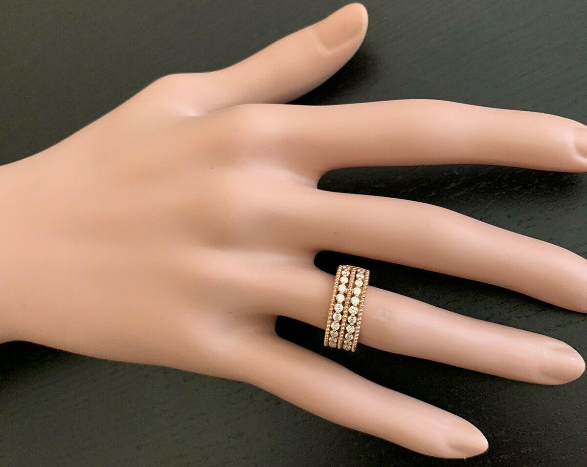 Donna Anello a fascia in oro rosa massiccio da 0,70 carati con diamante naturale da 14 carati in vendita