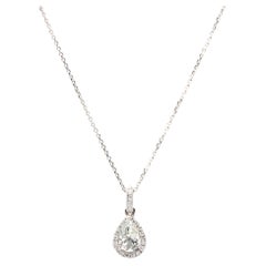 0.70ct Pear Shape Halo Diamond Pendant in 14k White Gold