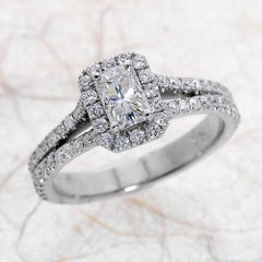 0.70ct Radiant Cut Moissanite Engagement Ring in 14K White Gold