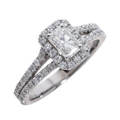 Vintage 0.70ct Radiant Cut Moissanite Engagement Ring in 14K White Gold