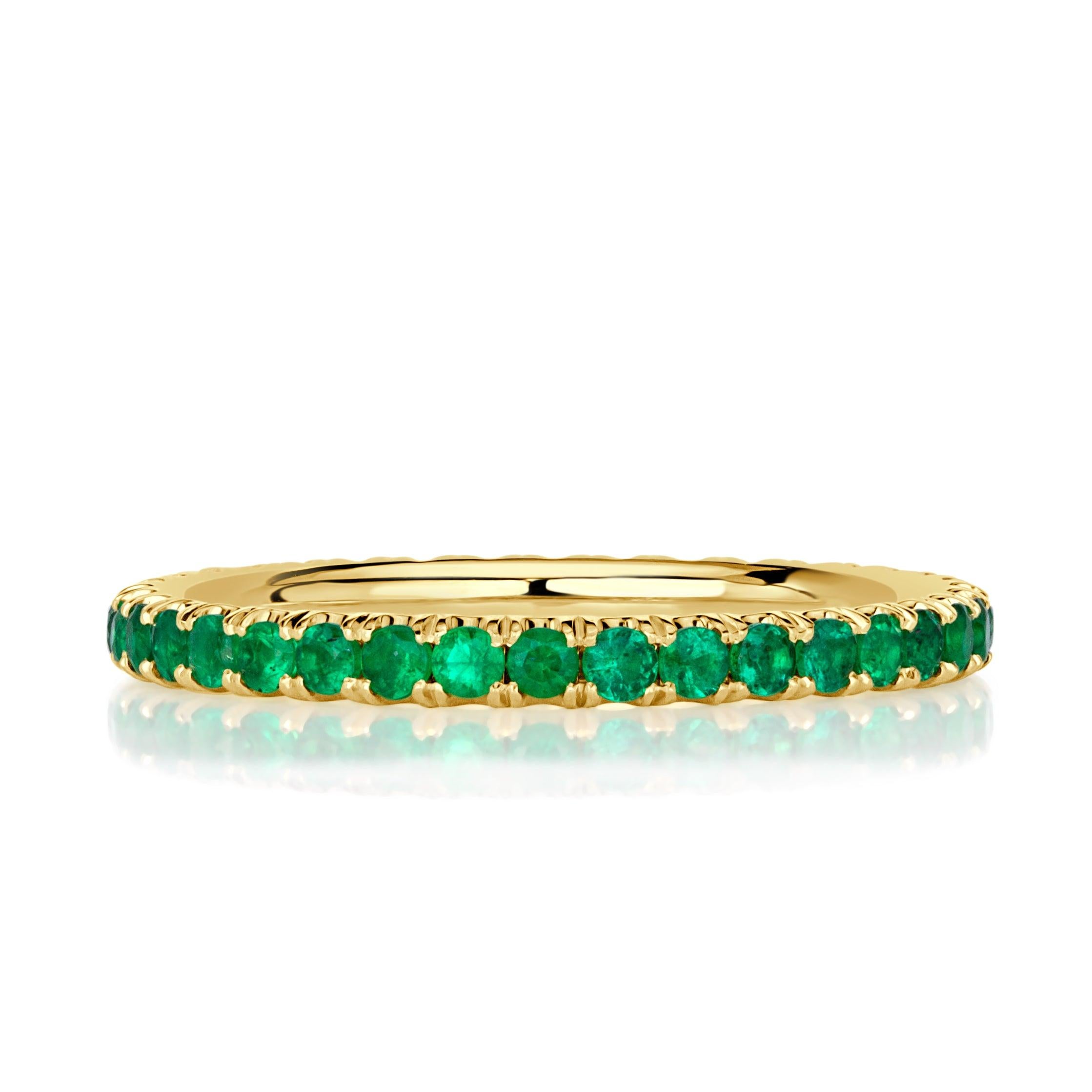 0.70ct Round Cut Green Emerald Eternity Band For Sale