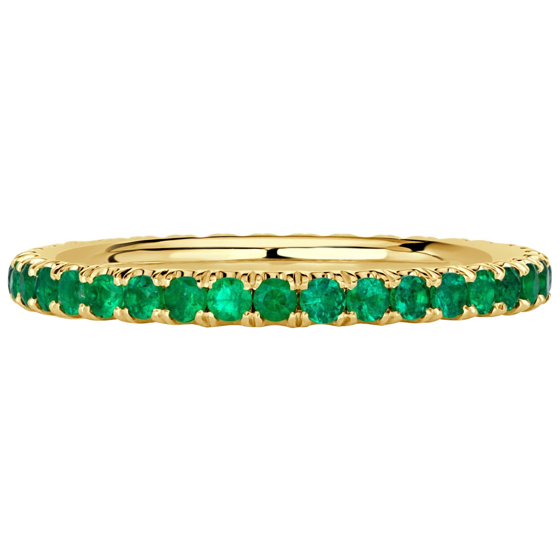 0.70ct Round Cut Green Emerald Eternity Band en venta