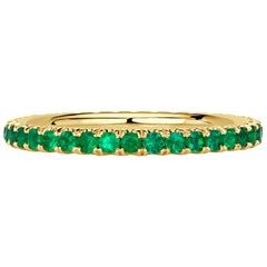 0.70ct Round Cut Green Emerald Eternity Band