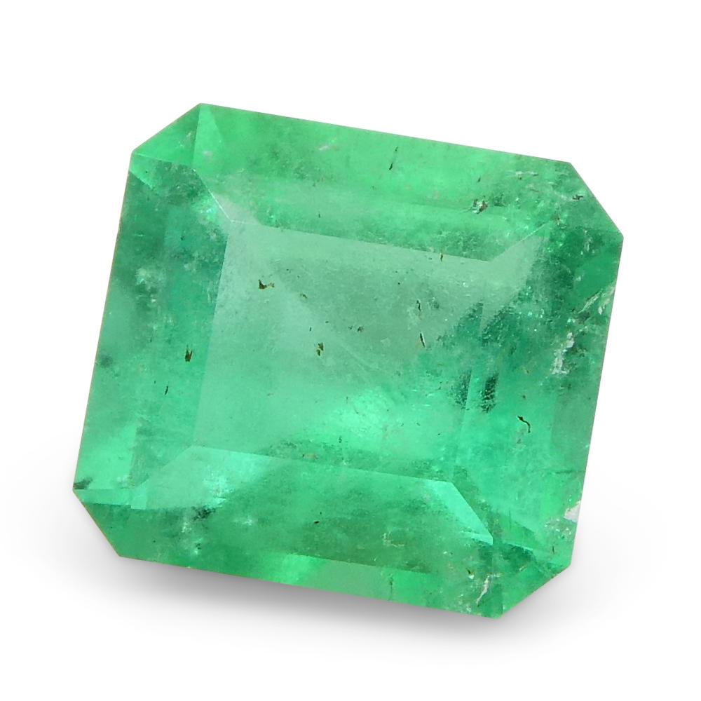 Emerald Cut 0.70ct Square Green Emerald from Colombia For Sale