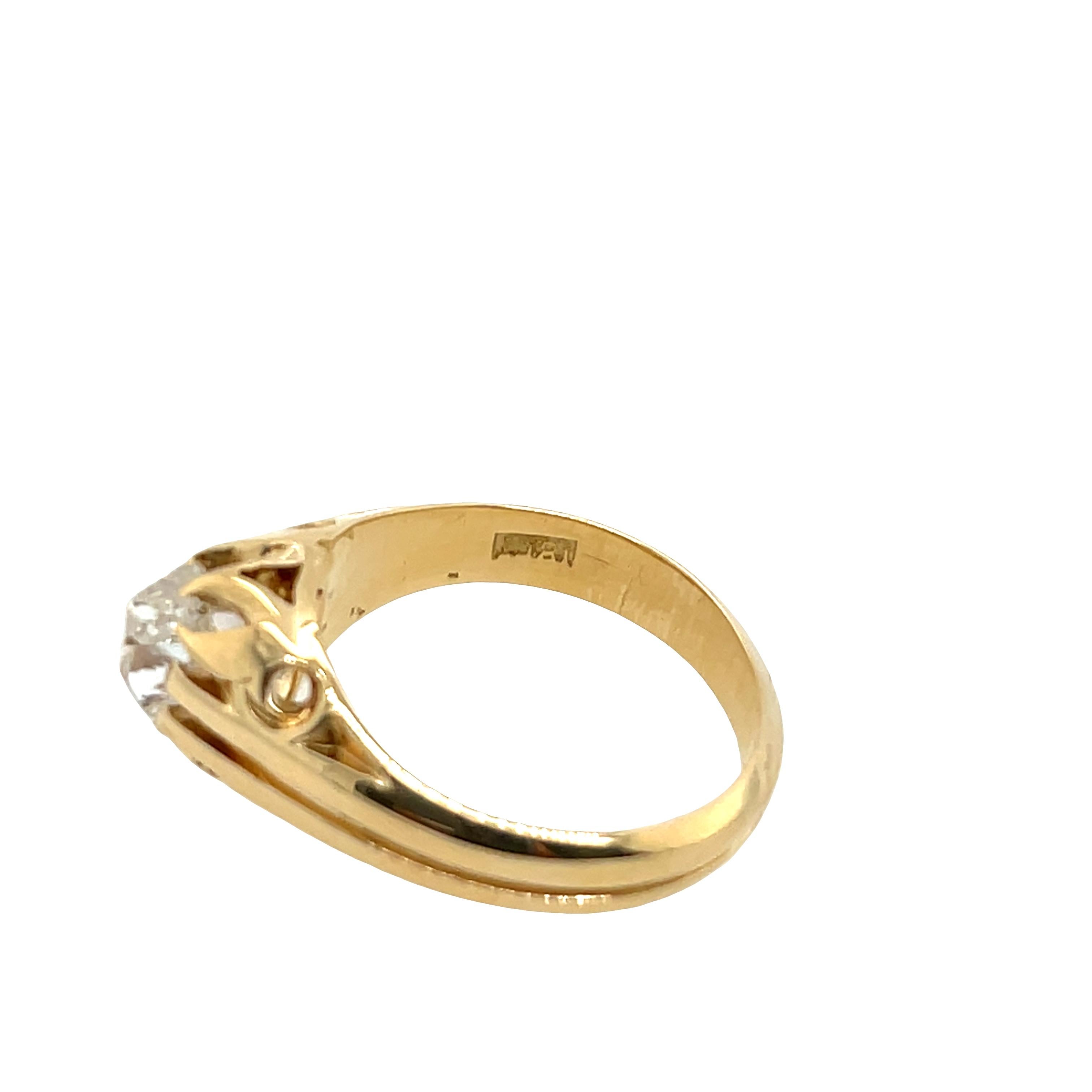 Taille vieille Europe Bague en or jaune 18ct avec diamant naturel de 0,70ct de taille victorienne en vente