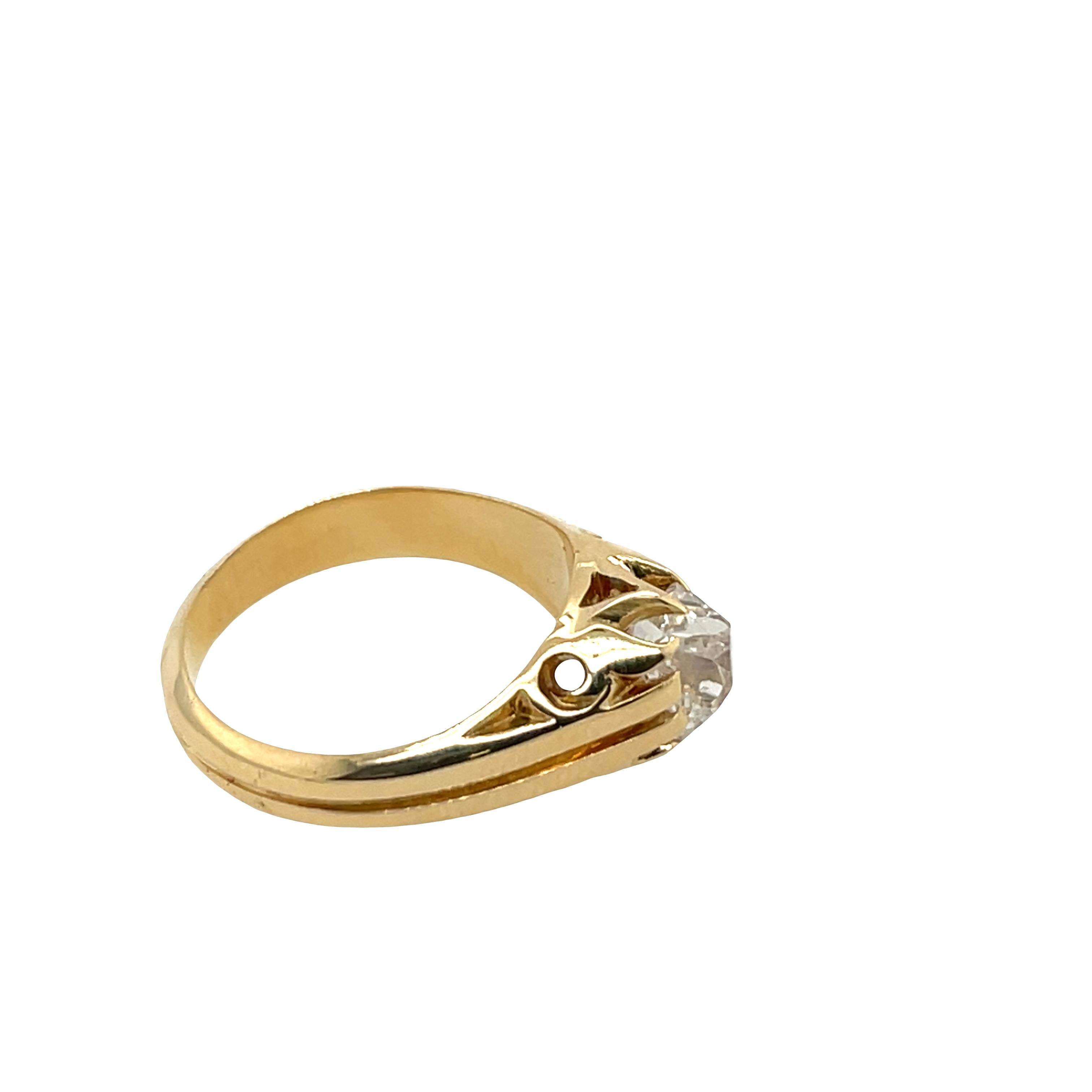 Bague en or jaune 18ct avec diamant naturel de 0,70ct de taille victorienne Excellent état - En vente à London, GB