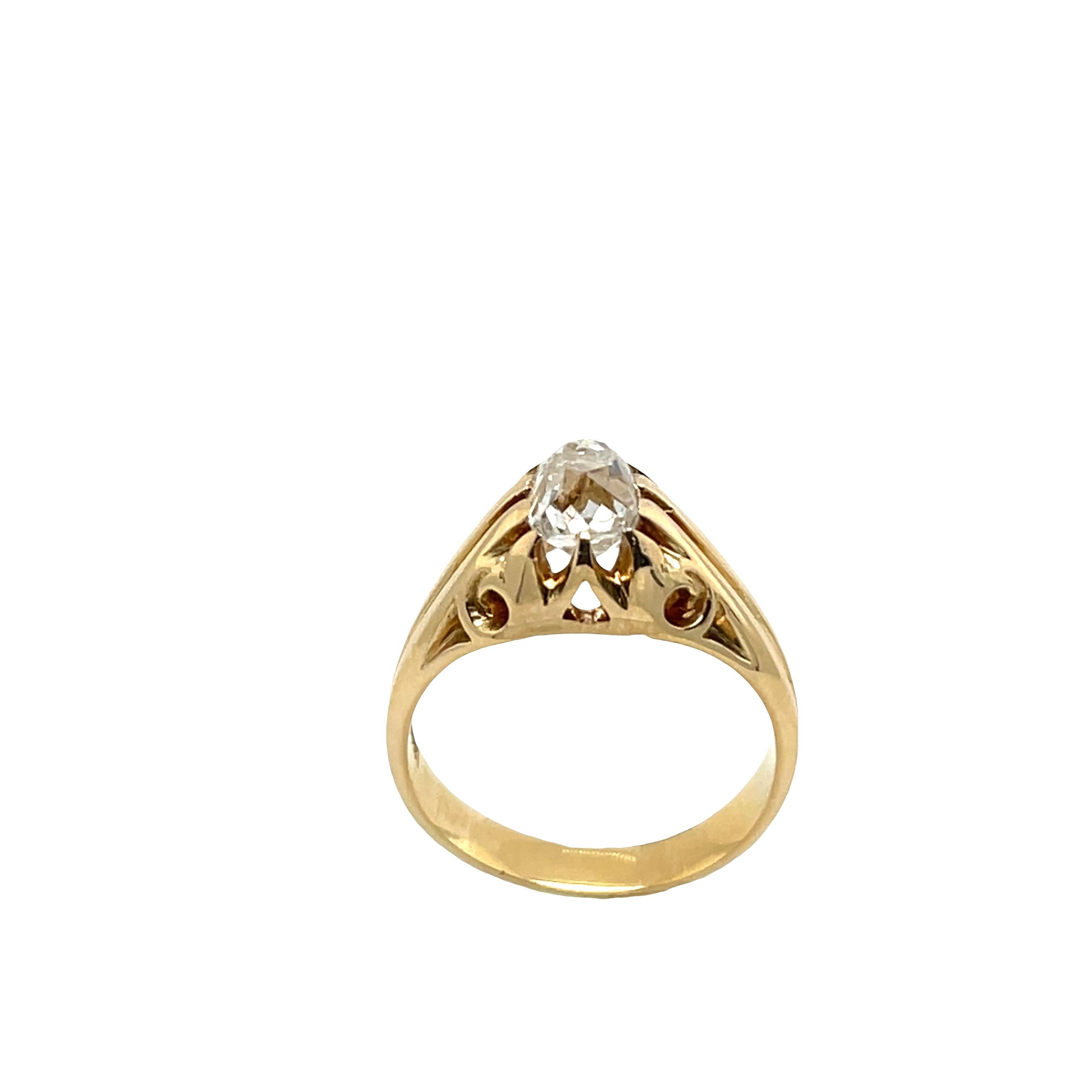 Bague en or jaune 18ct avec diamant naturel de 0,70ct de taille victorienne Pour femmes en vente