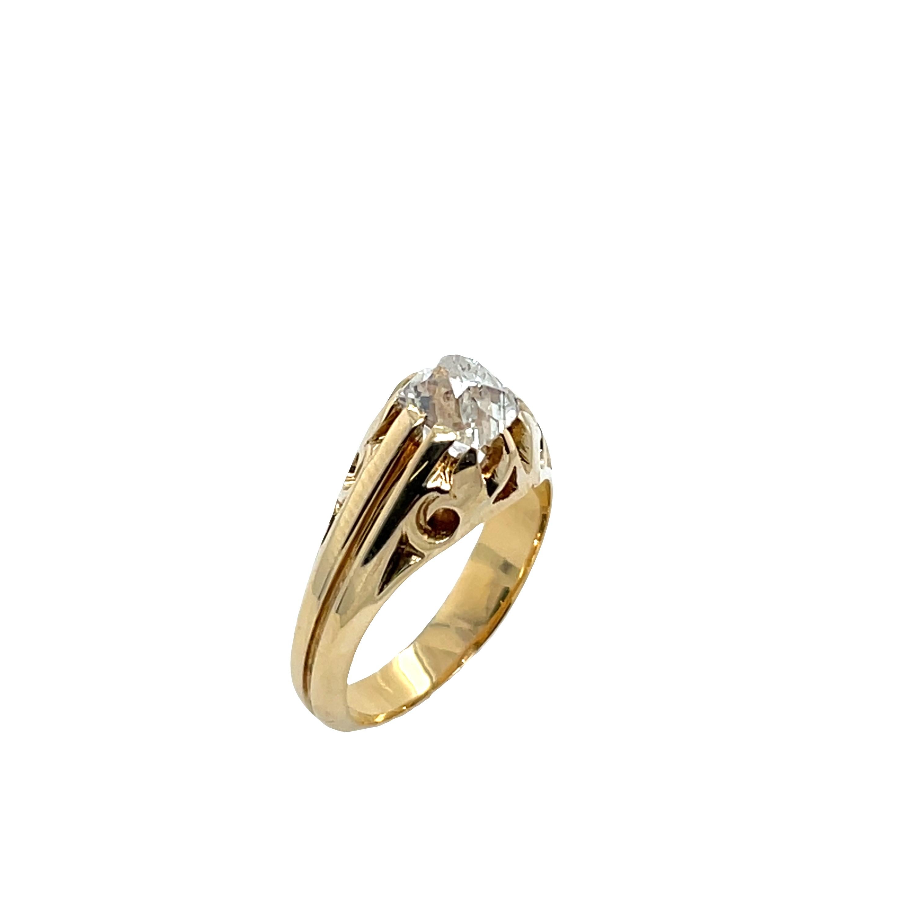 Bague en or jaune 18ct avec diamant naturel de 0,70ct de taille victorienne en vente 1