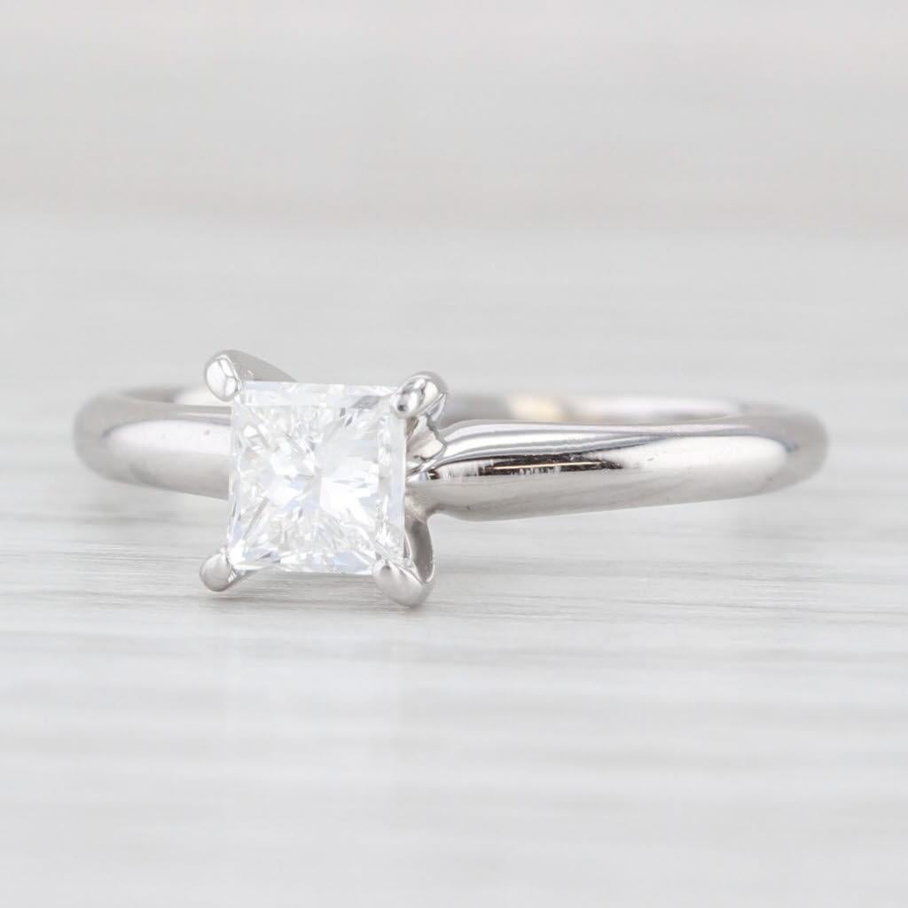 0.70ct VS1 Princess Solitaire Engagement Ring 14k White Gold Size 6.5 IGI für Damen oder Herren im Angebot