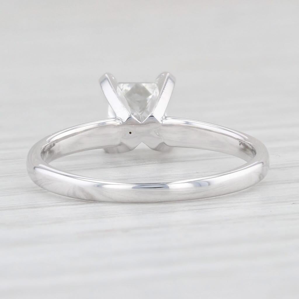 Women's 0.70ct VS2 Square Princess Diamond Solitaire Ring 14k White Gold Size 5.5 GIA For Sale