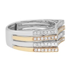 0.70cttw Two Tone Round Diamond Multi Row Fancy Band Ring 14k Yellow Gold