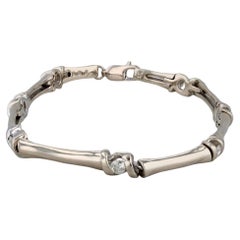 0.70ctw Diamond Bamboo Link Bracelet 14k White Gold 7" 5.1mm