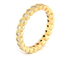 0.70ctw Diamond Bezel Set Milgrain Eternity Wedding Band in 18K Yellow Gold