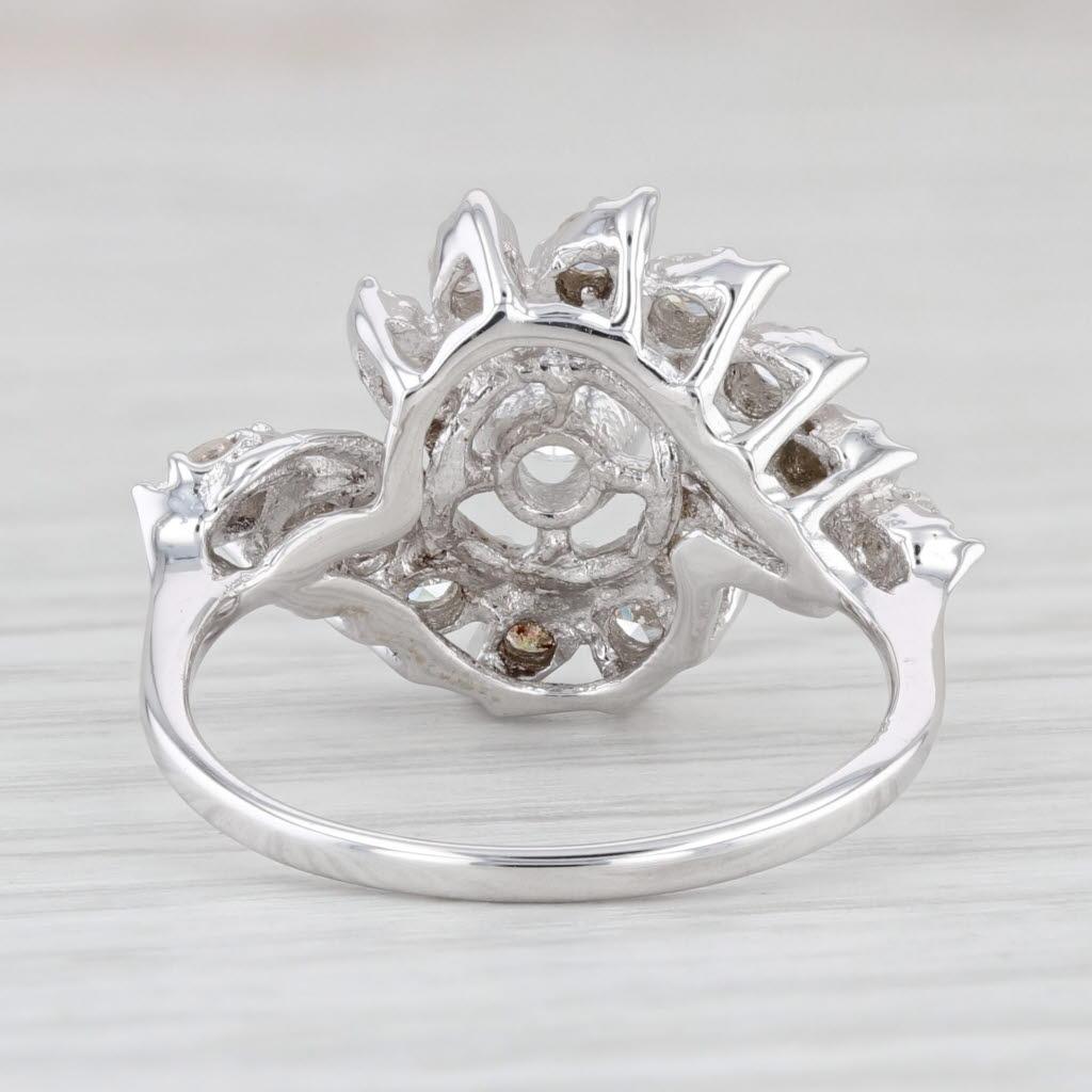 Women's 0.70ctw Diamond Bypass Engagement Ring 14k White Gold Size 6.75