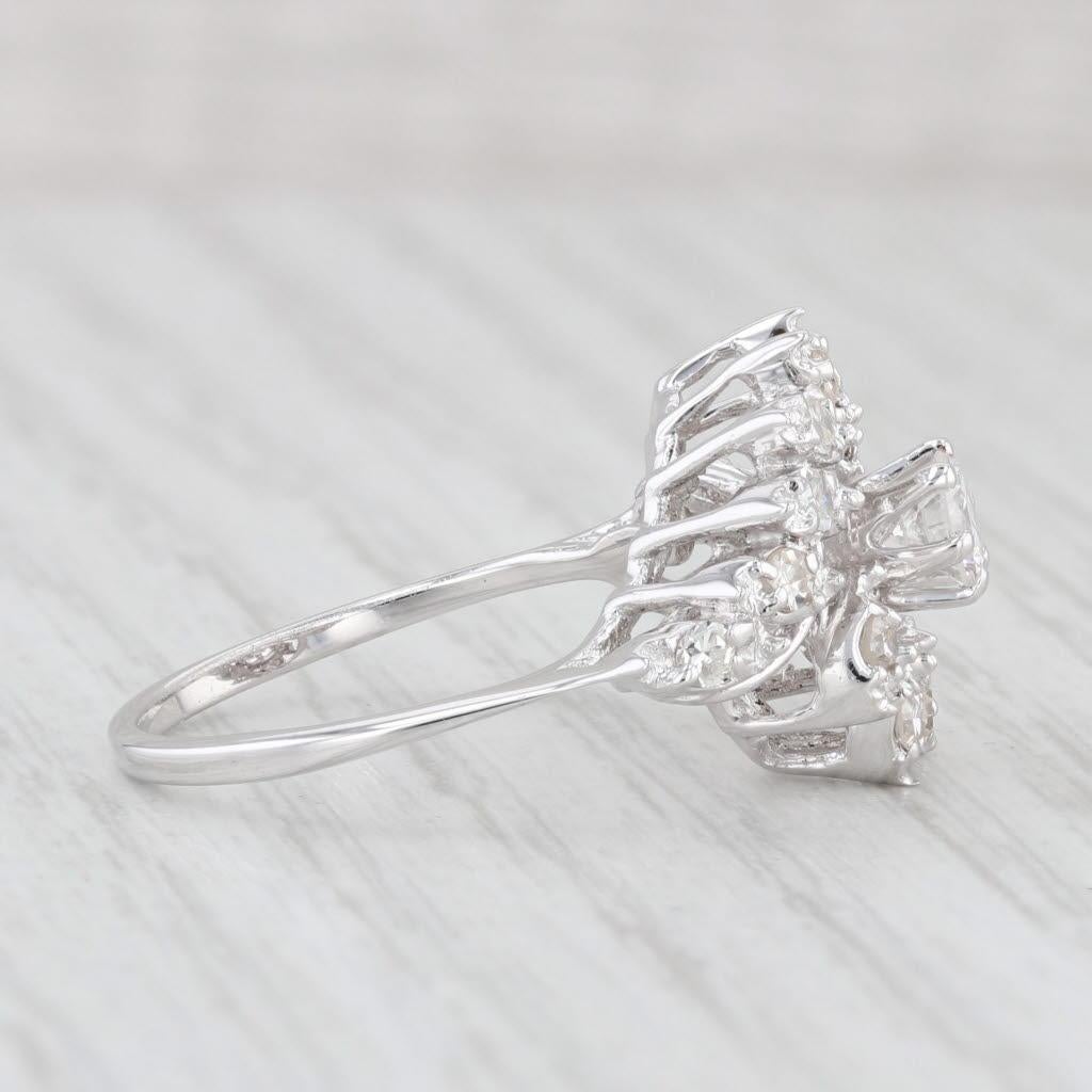 0.70ctw Diamond Bypass Engagement Ring 14k White Gold Size 6.75 1