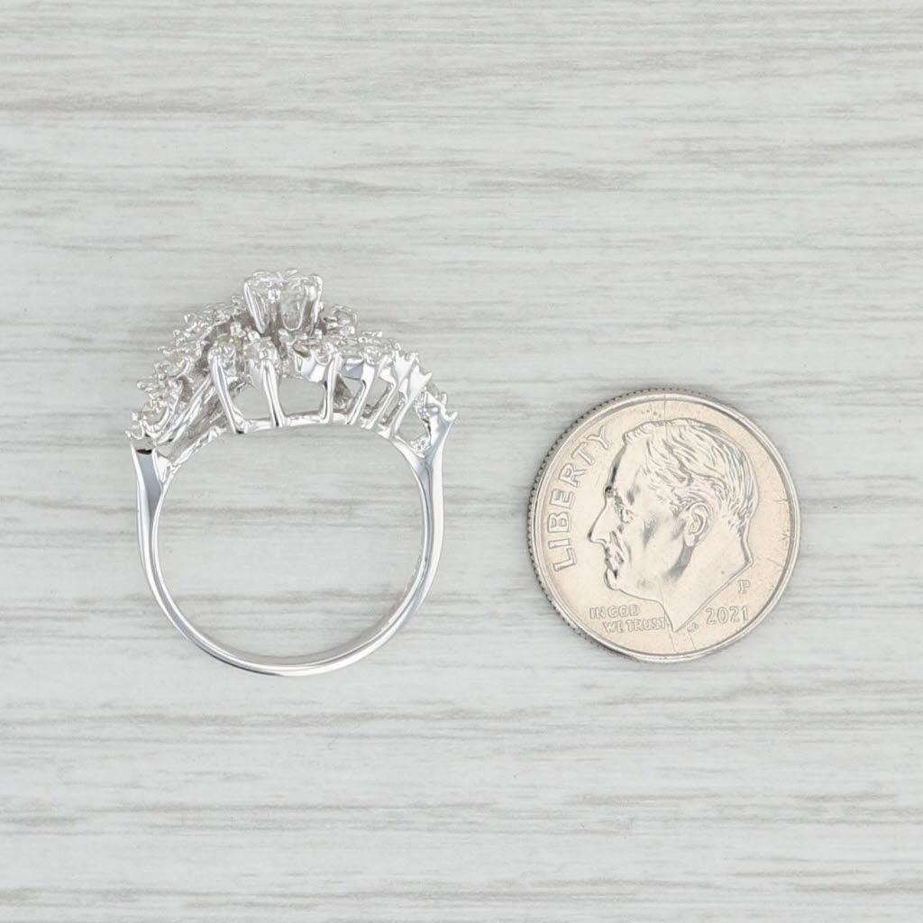 0.70ctw Diamond Bypass Engagement Ring 14k White Gold Size 6.75 3